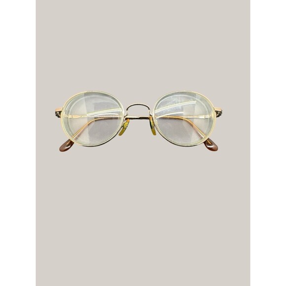 Emporio Armani Vintage 008 Gold Brown Round Eyeglasses Frames 47-22-135 Italy